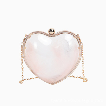 Korean Version Peach Heart Chain Shoulder Chain Evening Small Evening Clutch Cut Bag